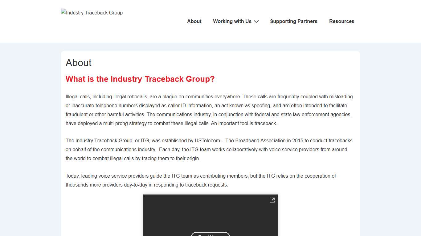 About – Industry Traceback Group
